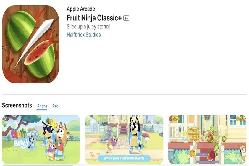 Apple Arcade「Fruit Ninja」がBlueyコラボ開始!期間限定で特別アイテム追加 イメージ